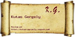 Kutas Gergely névjegykártya